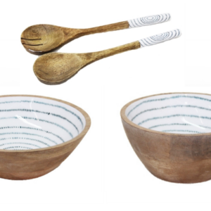 Set Amanida de Fusta de Mango - Blue Rings