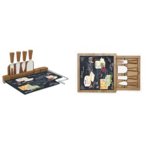 Taula de formatges de bambú amb ganivets i tapa de vidre